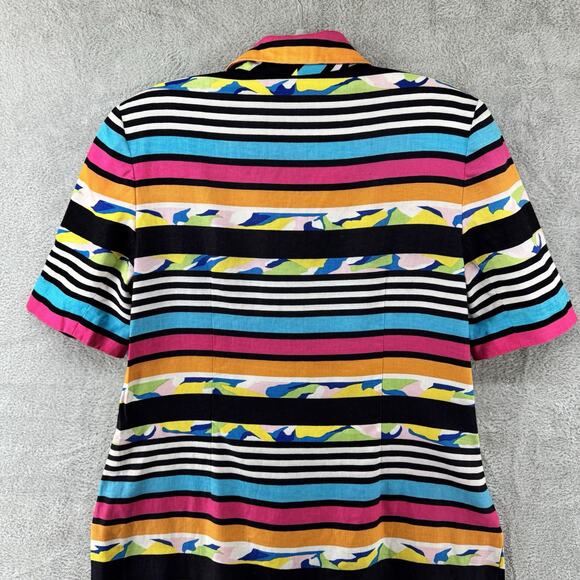 Richie Freeman For Teri Jon Blazer Women 12 Multicolor Linen Striped Rainbow Art - Picture 7 of 10